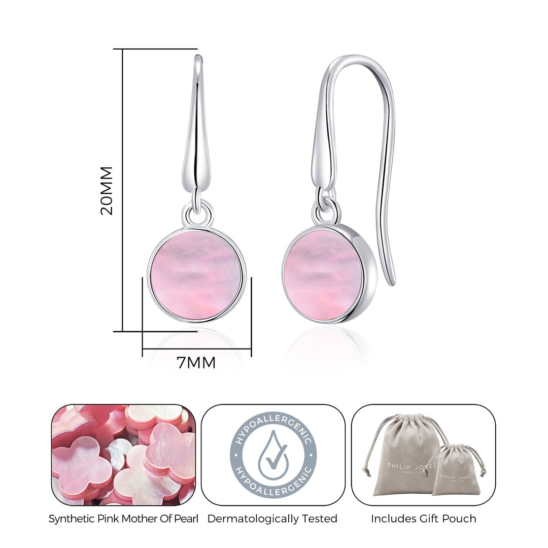Pink Mother of Pearl Drop Earrings with Quote Card - Philip Jones Jewellery