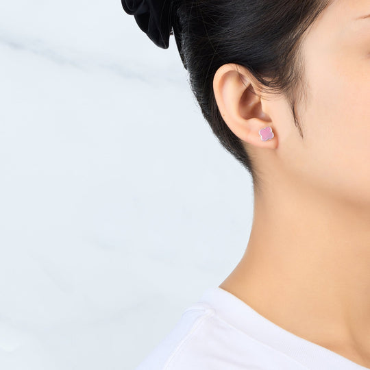 Pink Mother of Pearl Gemstone Clover Earrings - Philip Jones Jewellery