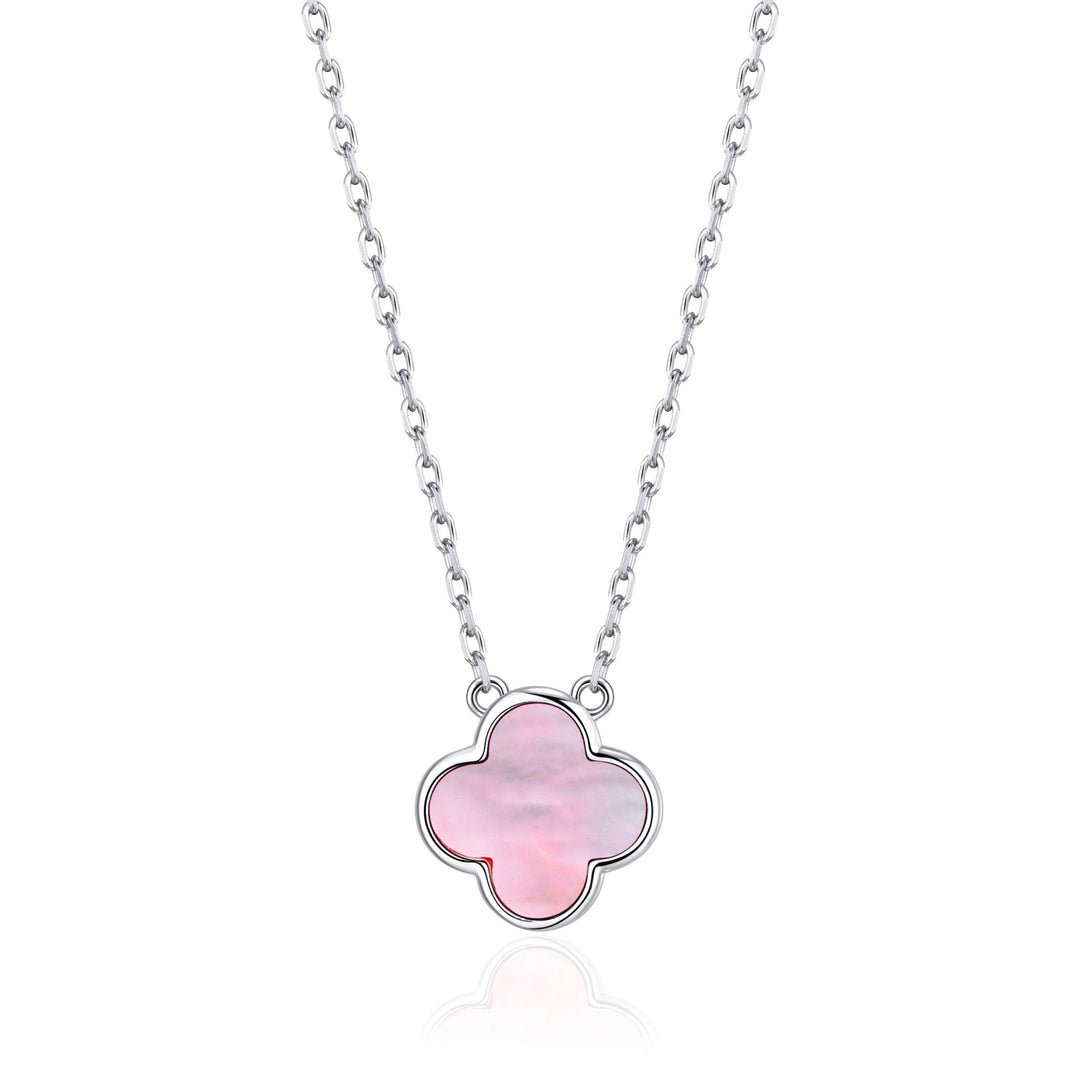 Pink Mother of Pearl Gemstone Clover Necklace - Philip Jones Jewellery