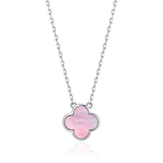 Pink Mother of Pearl Gemstone Clover Necklace - Philip Jones Jewellery