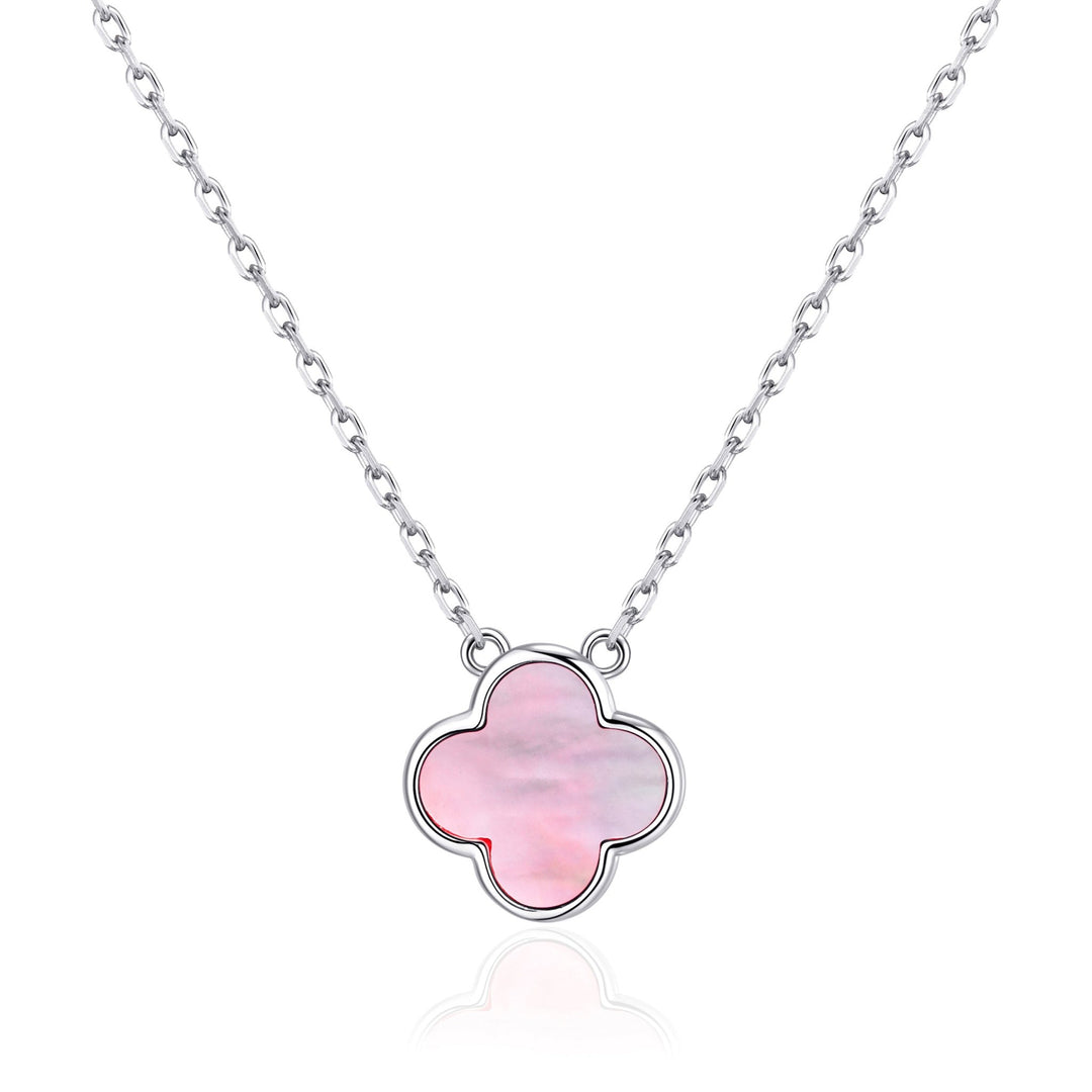 Pink Mother of Pearl Gemstone Clover Necklace - Philip Jones Jewellery