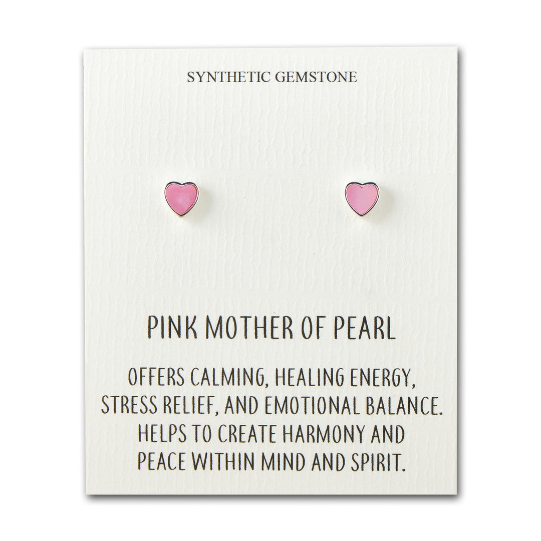 Pink Mother of Pearl Heart Stud Earrings with Quote Card - Philip Jones Jewellery
