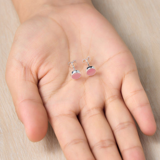 Pink Mother of Pearl Stud Earrings - Philip Jones Jewellery