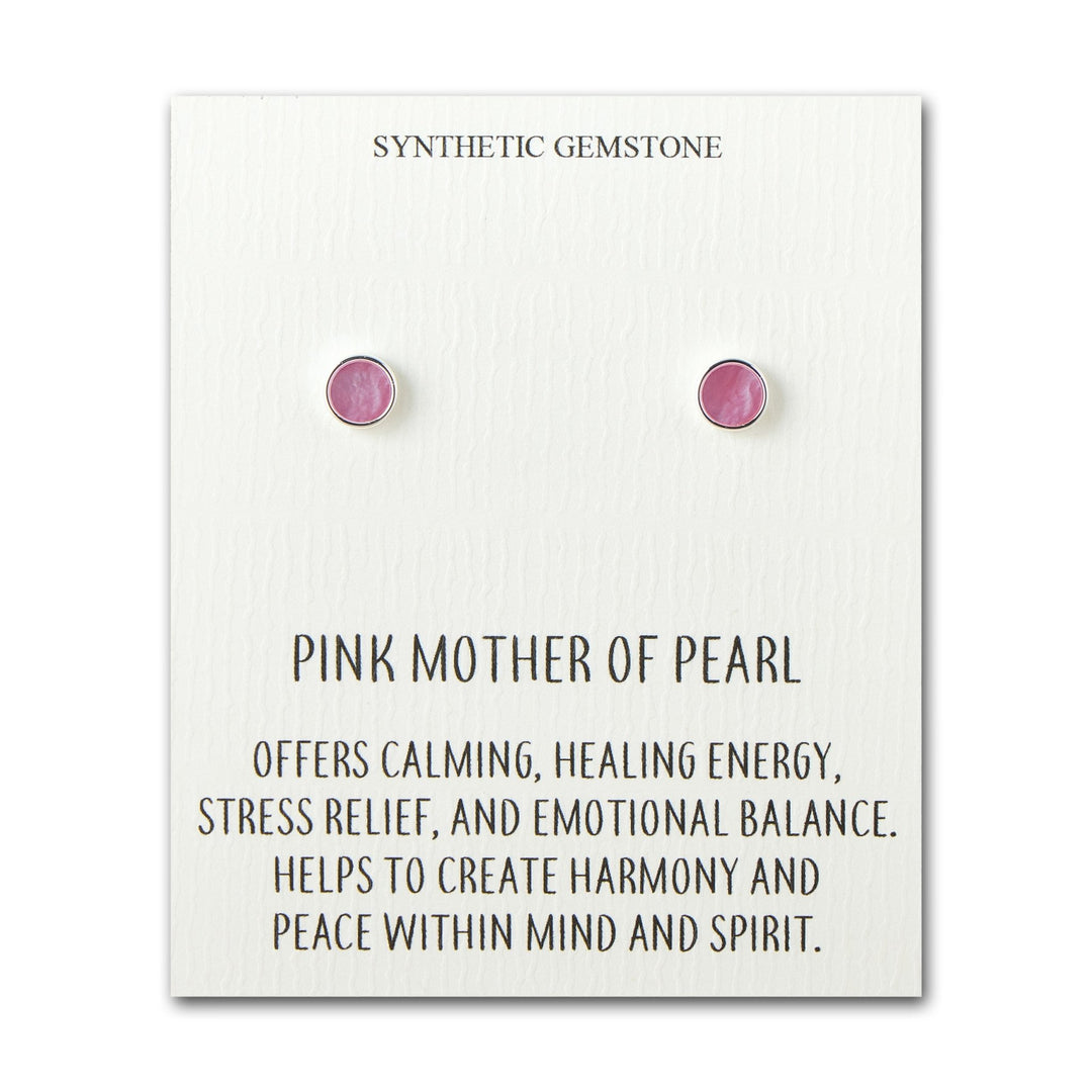 Pink Mother of Pearl Stud Earrings with Quote Card - Philip Jones Jewellery