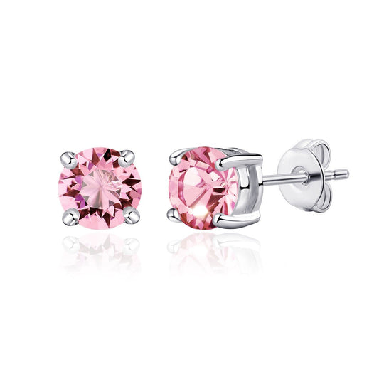 Pink Stud Earrings Created with Zircondia® Crystals - Philip Jones Jewellery