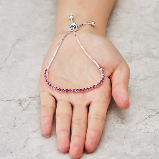 Pink Tennis Friendship Bracelet Created with Zircondia® Crystals - Philip Jones Jewellery
