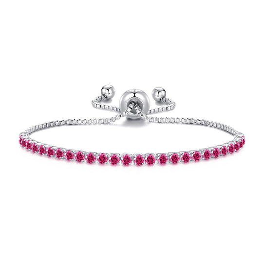 Pink Tennis Friendship Bracelet Created with Zircondia® Crystals - Philip Jones Jewellery