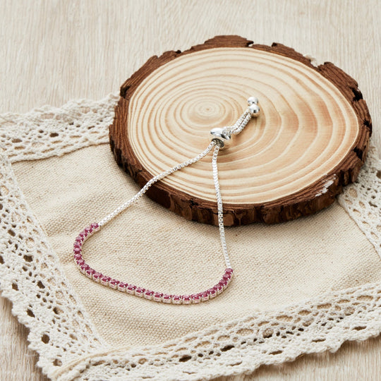 Pink Tennis Friendship Bracelet Created with Zircondia® Crystals - Philip Jones Jewellery