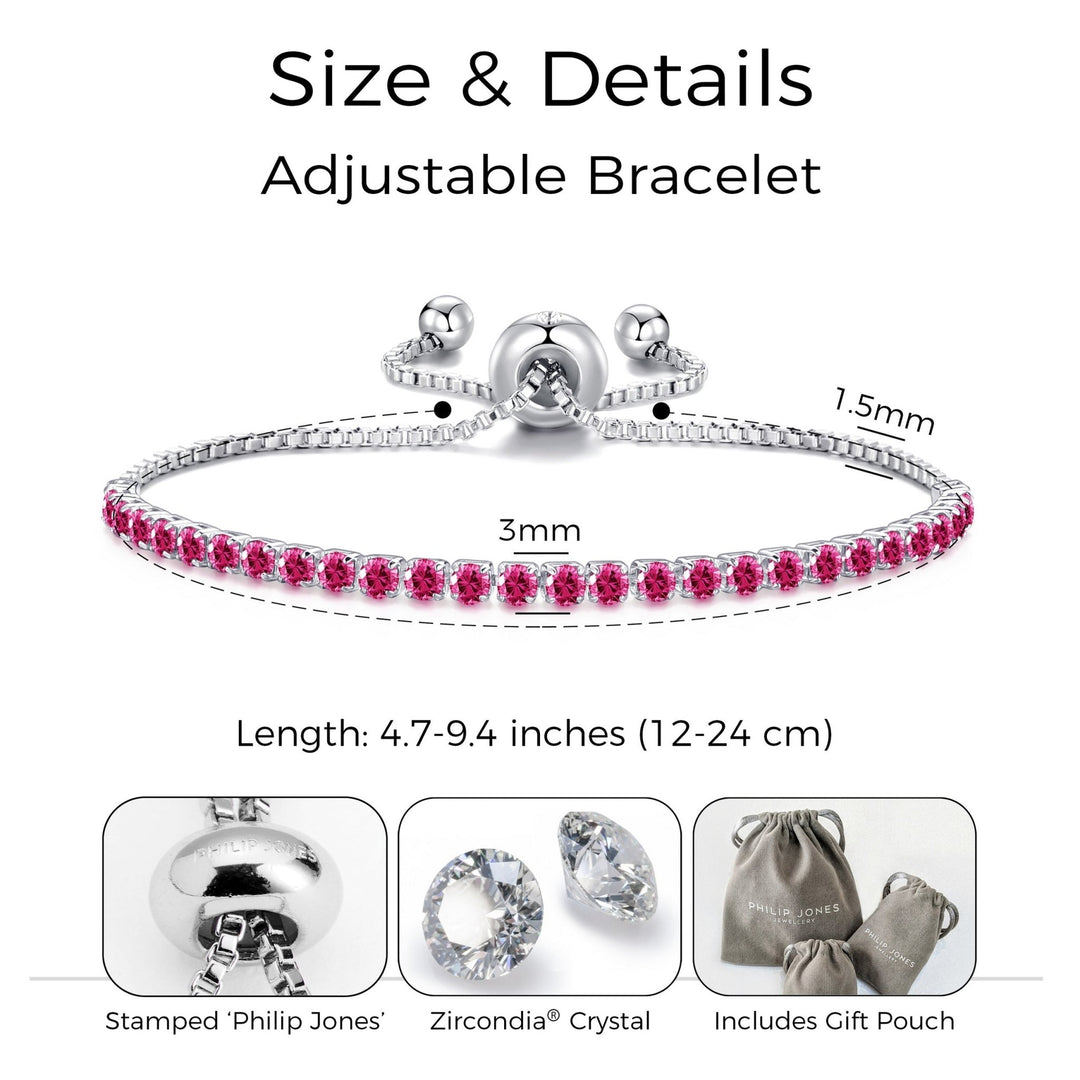 Pink Tennis Friendship Bracelet Created with Zircondia® Crystals - Philip Jones Jewellery