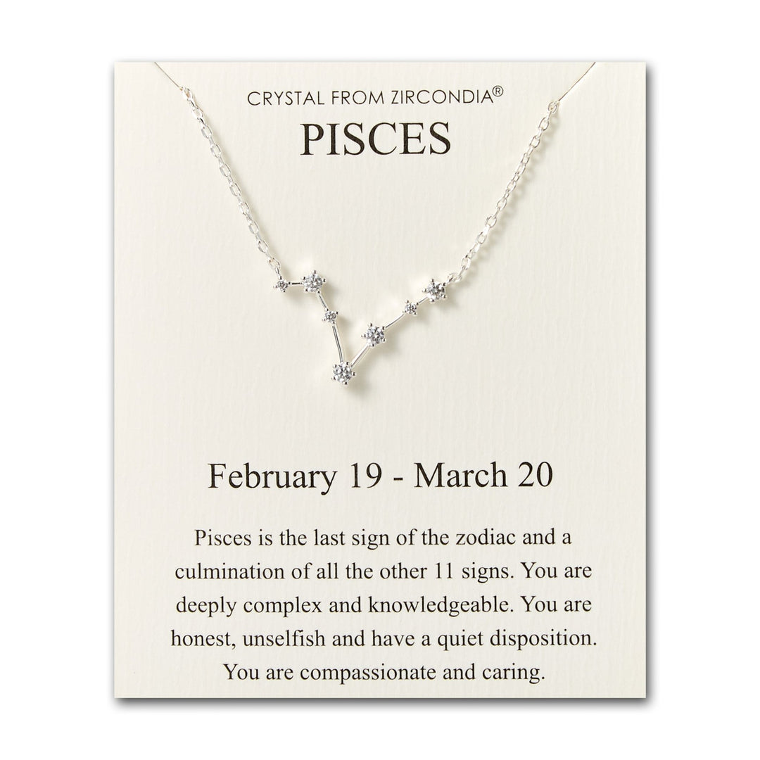 Pisces Star Sign Zodiac Constellation Necklace and Quote Card with Zircondia® Crystals - Philip Jones Jewellery