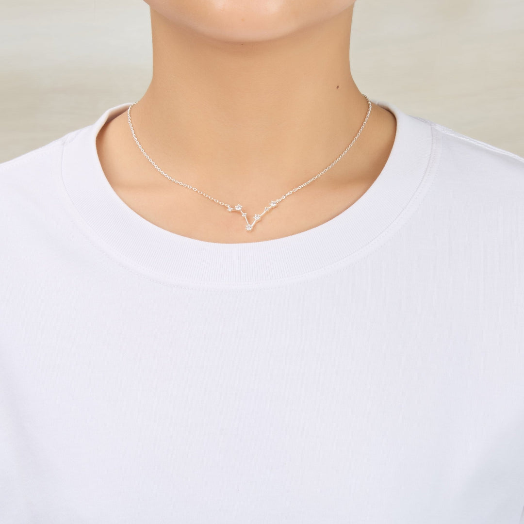 Pisces Star Sign Zodiac Constellation Necklace with Zircondia® Crystals - Philip Jones Jewellery