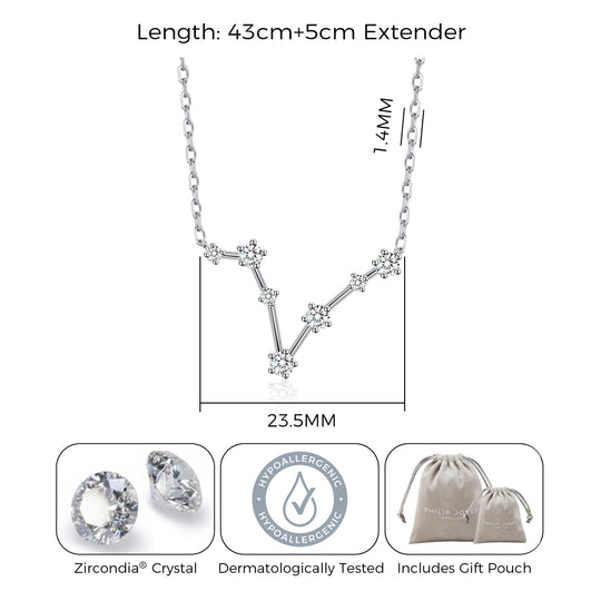 Pisces Star Sign Zodiac Constellation Necklace with Zircondia® Crystals - Philip Jones Jewellery