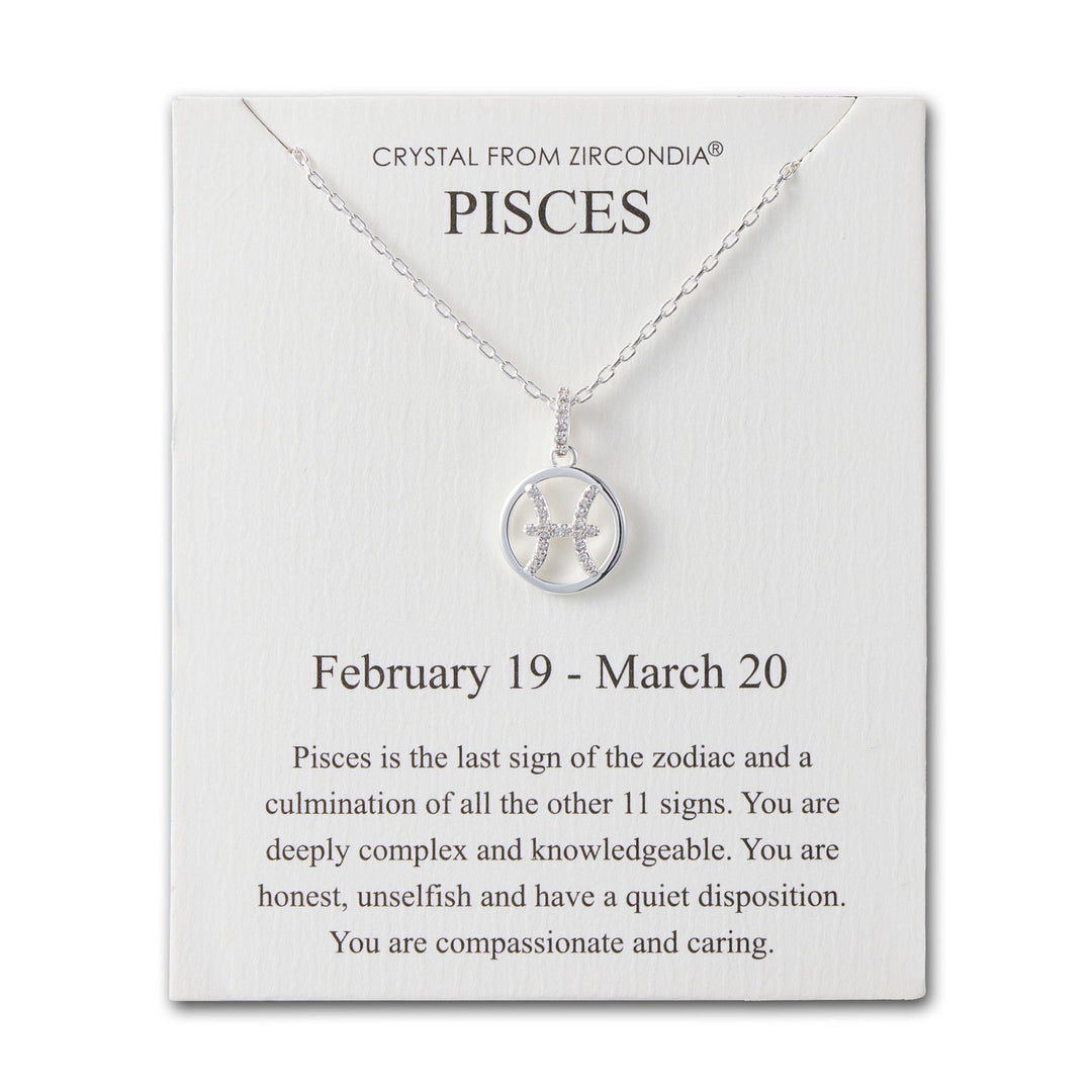 Pisces Star Sign Zodiac Necklace and Quote Card with Zircondia® Crystals - Philip Jones Jewellery