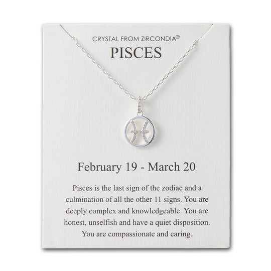 Pisces Star Sign Zodiac Necklace and Quote Card with Zircondia® Crystals - Philip Jones Jewellery