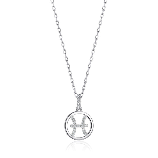 Pisces Star Sign Zodiac Necklace with Zircondia® Crystals - Philip Jones Jewellery