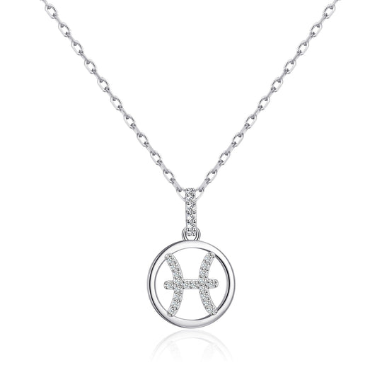 Pisces Star Sign Zodiac Necklace with Zircondia® Crystals - Philip Jones Jewellery