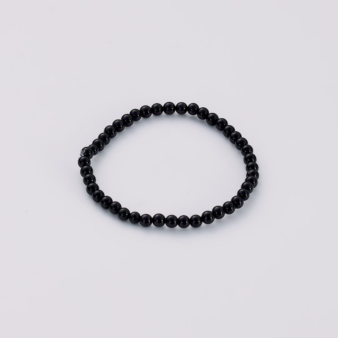 Black Onyx Mini Beaded Gemstone Stretch Bracelet