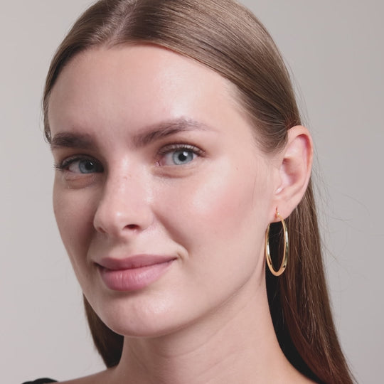 Gold Plated 40mm Hoop Earrings Video