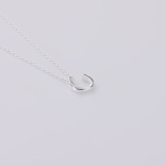 Sterling Silver Horseshoe Necklace Created with Zircondia® Crystals