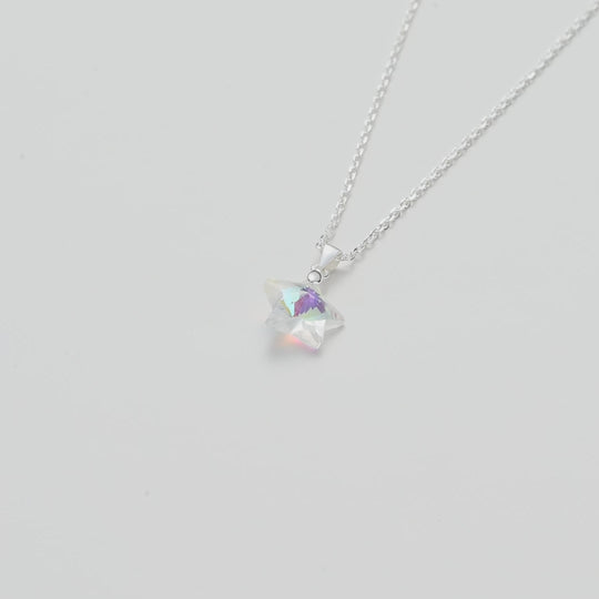 Sterling Silver Aurora Borealis Star Necklace Created with Zircondia® Crystals Video