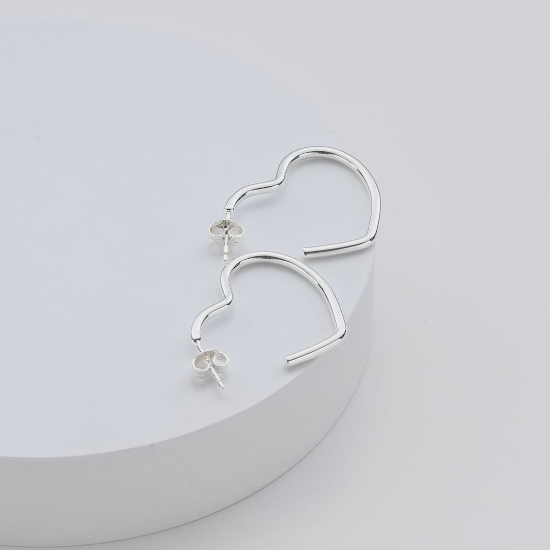 Silver Plated Heart Hoop Earrings Video
