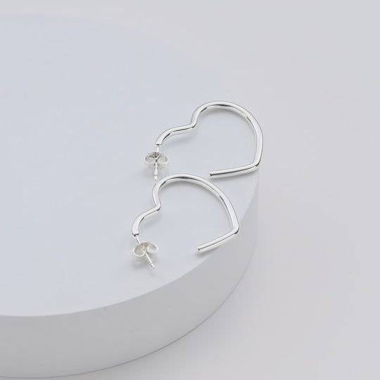 Silver Plated Heart Hoop Earrings Video