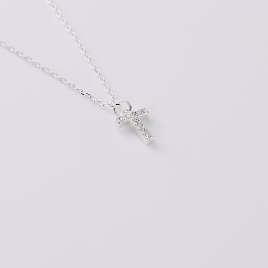 Pave Initial Necklace Letter T Created with Zircondia® Crystals