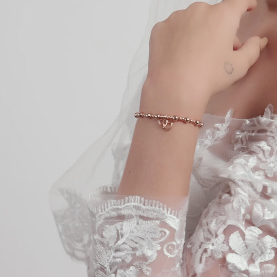 Rose Gold Plated I Couldn't Say i Do Without You Heart Link Stretch Bracelet with Gift Box