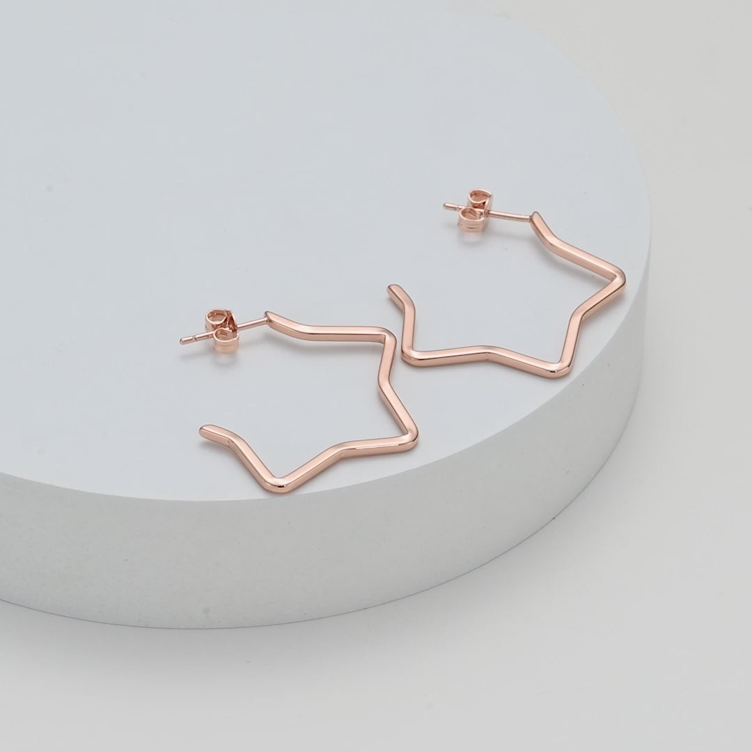 Rose Gold Plated Star Hoop Earrings Video