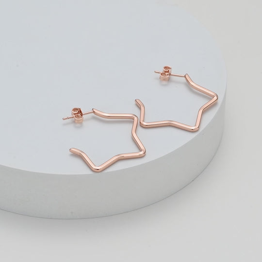 Rose Gold Plated Star Hoop Earrings Video