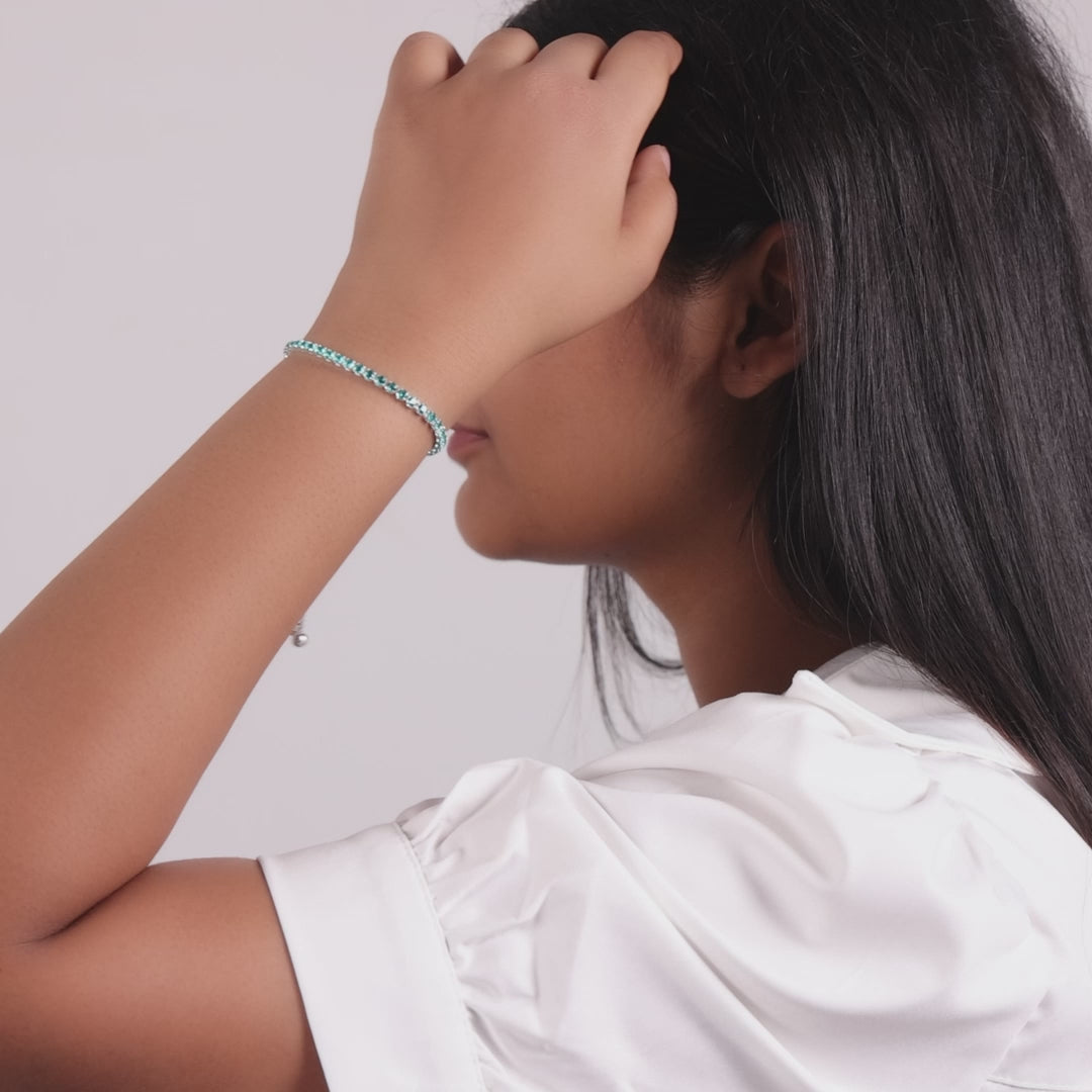 Blue Tennis Friendship Bracelet Created with Zircondia® Crystals