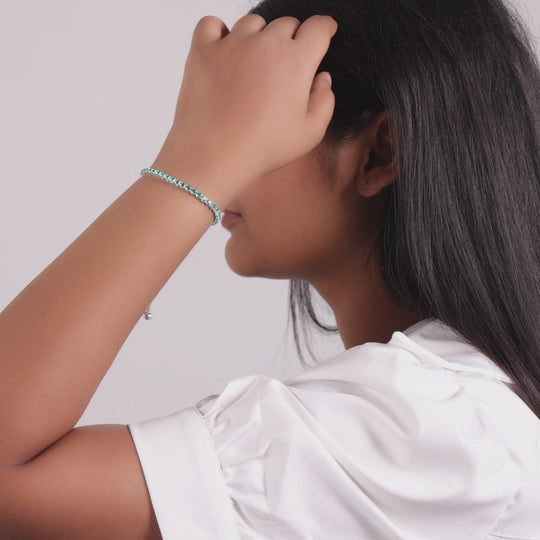 Blue Tennis Friendship Bracelet Created with Zircondia® Crystals