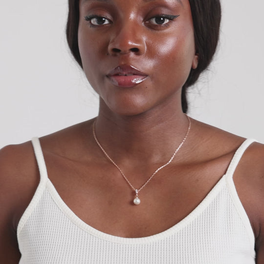 Rose Gold Plated Pearl Drop Set Created with Zircondia® Crystals Video