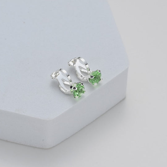 Light Green Crystal Clip On Earrings Created with Zircondia® Crystals Video
