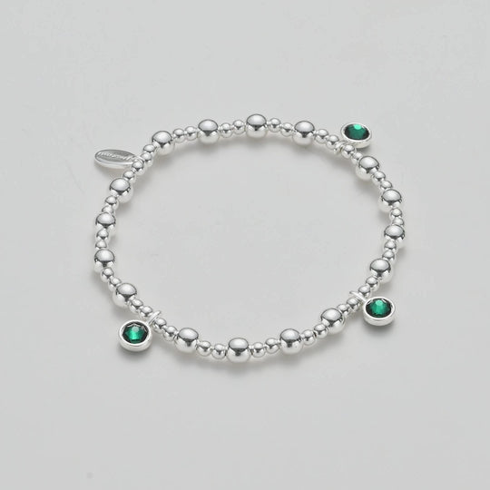 May (Emerald) Birthstone Stretch Charm Bracelet with Quote Gift Box Video
