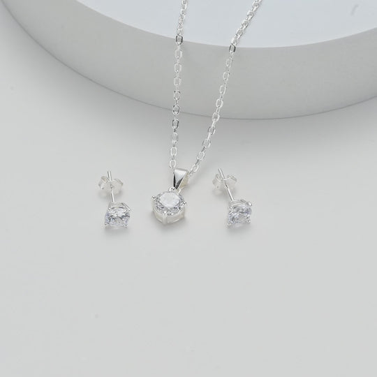 Sterling Silver Round Solitaire Set Created with Zircondia® Crystals Video
