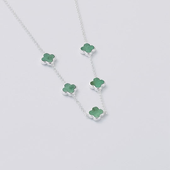 Green Aventurine Gemstone Multi Clover Necklace