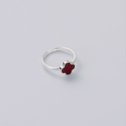 Carnelian Gemstone Adjustable Clover Ring
