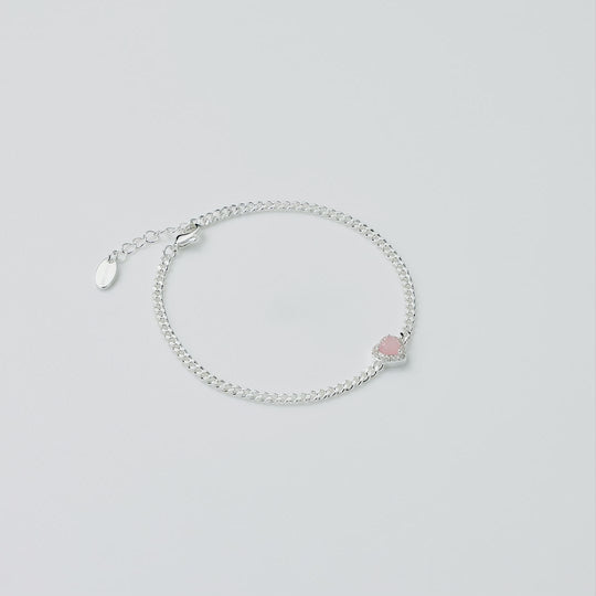 Rose Quartz Heart Gemstone Bracelet Created with Zircondia® Crystals