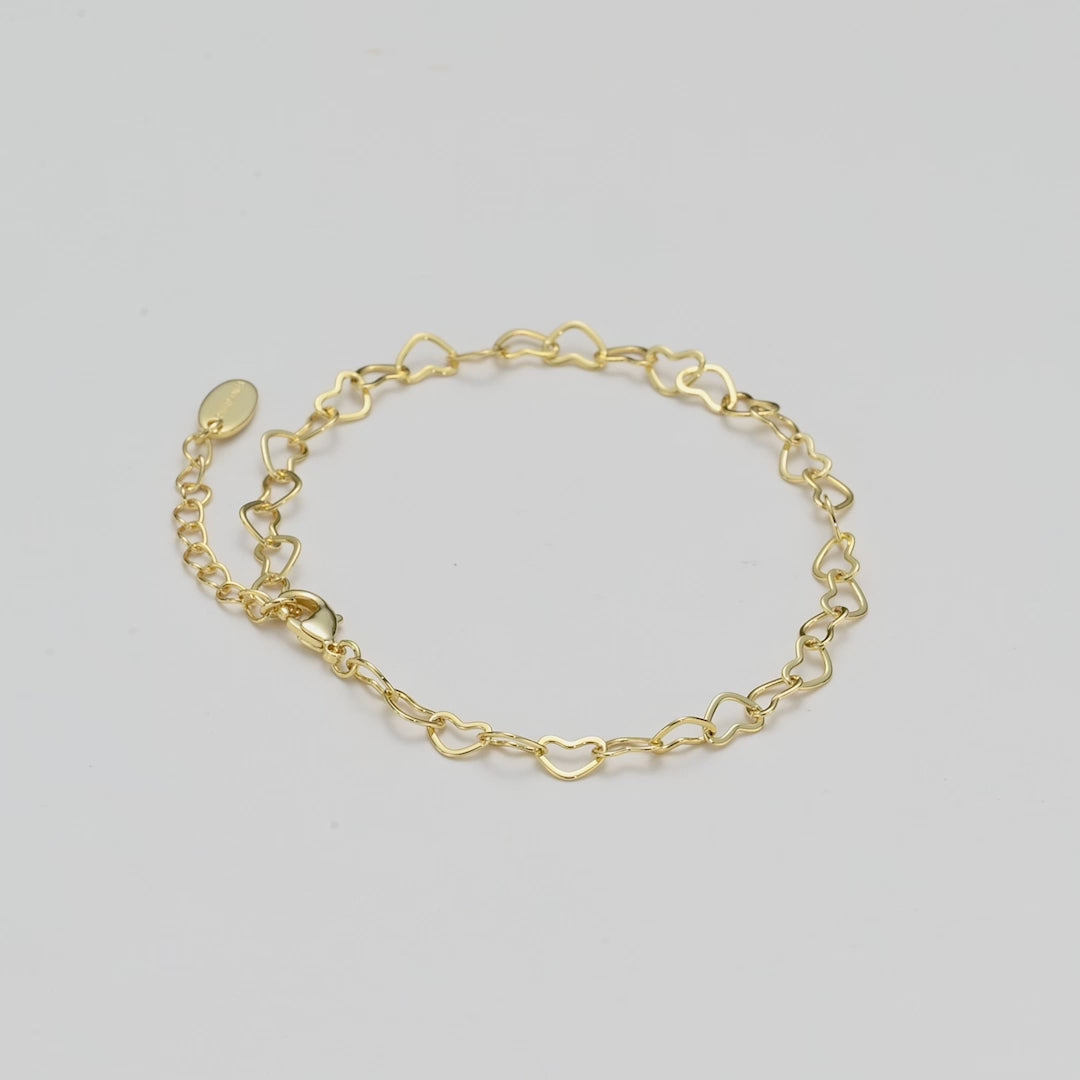 Gold Plated Heart Link Bracelet Video