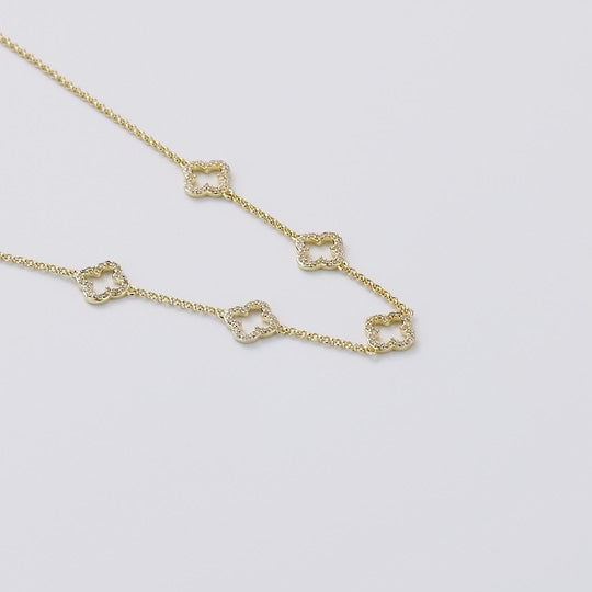 Gold Plated Multi Clover Necklace Created with Zircondia® Crystals