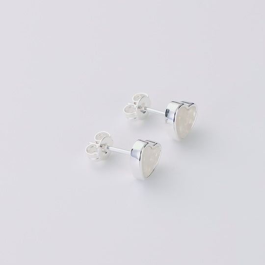 Moonstone Heart Stud Earrings