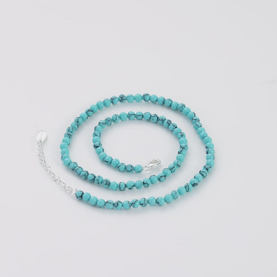 Synthetic Turquoise Mini Beaded Gemstone Necklace