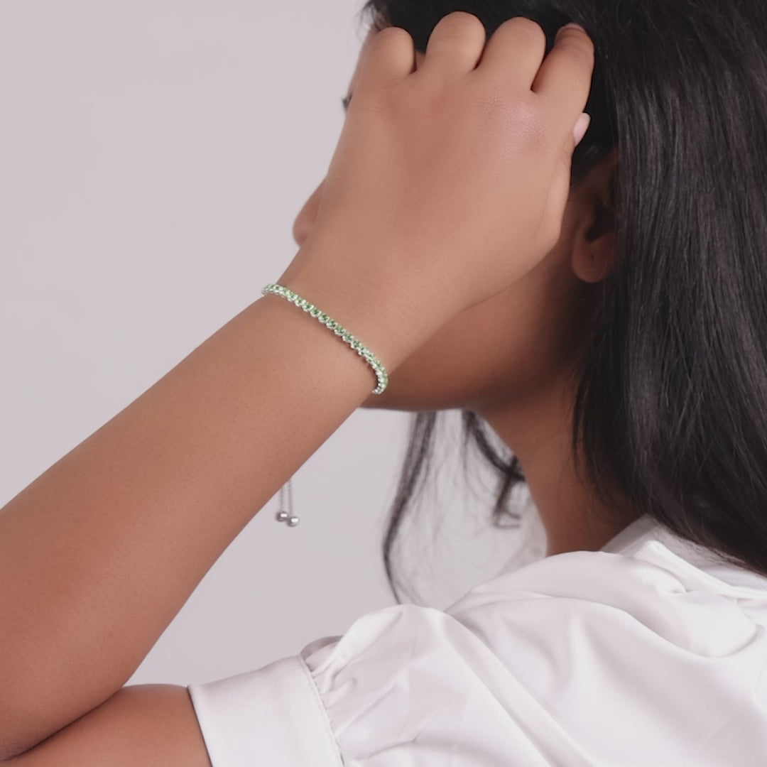 Light Green Tennis Friendship Bracelet Created with Zircondia® Crystals