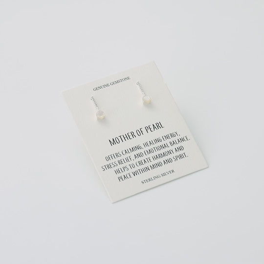 Sterling Silver Mother of Pearl Gemstone Drop Earrings with Quote Card