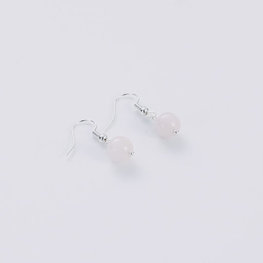 Rose Quartz Gemstone Round Drop Earrings