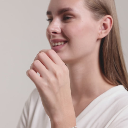 Silver Plated Mum Bracelet Created with Zircondia® Crystals Video