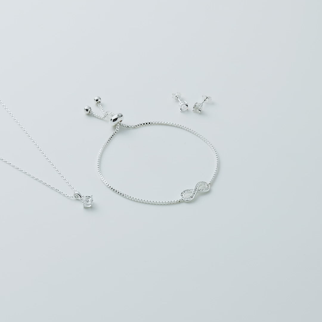 Silver Plated Infinity Friendship Set Created with Zircondia® Crystals