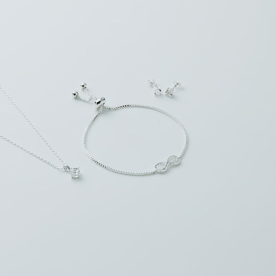 Silver Plated Infinity Friendship Set Created with Zircondia® Crystals