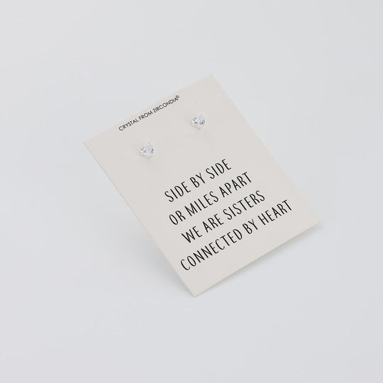 Sister Heart Earrings with Quote Card Created with Zircondia® Crystals